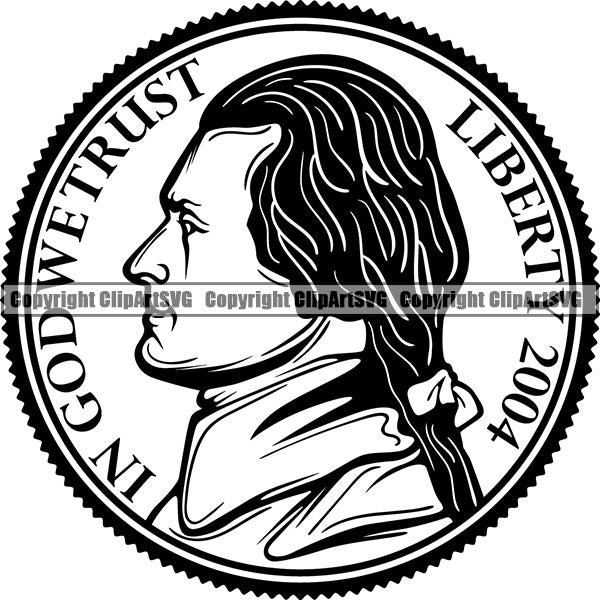 Coin Collecting Nickle Silver 5 Cent Color Design Element Cash Stack Knot Roll Rubber band Bundle Brick Spread Business Bank Finance Rich Wealthy Wealth Advertising Vector Clipart SVG