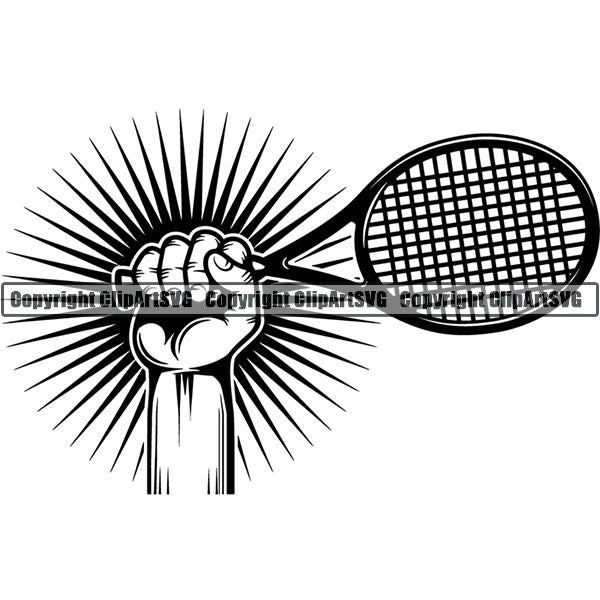 Sports Game Tennis Hand Sunburst ClipArt SVG