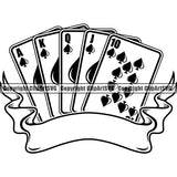 Game Poker Card Royal Flush Arc Ribbon ClipArt SVG