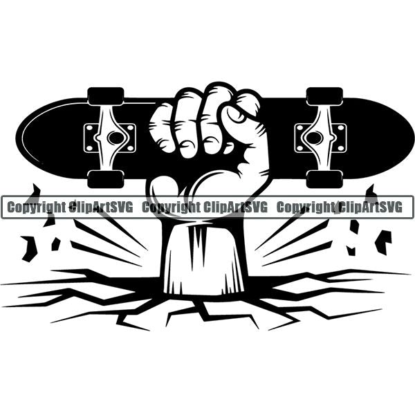 Sports Skateboarding Skateboard Hand Break ClipArt SVG
