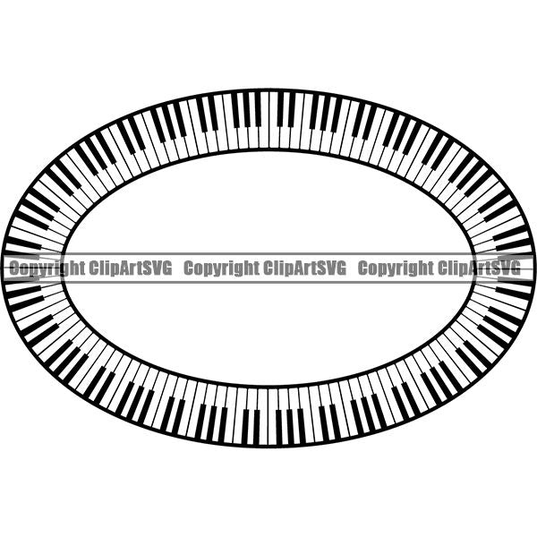 Music Design Element Frame Border Piano Keys In Oval ClipArt SVG