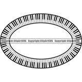 Music Design Element Frame Border Piano Keys In Oval ClipArt SVG