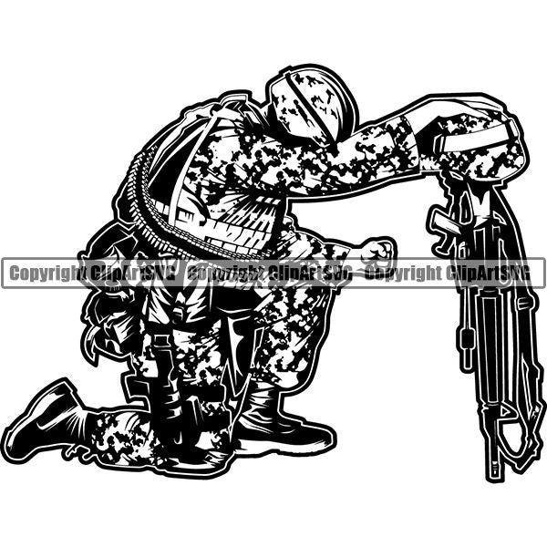 Military Weapon Soldier Fallen Army Honoring Dead ClipArt SVG