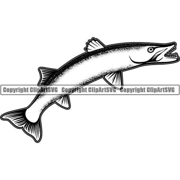 Sports Game Fishing Hunting Fish Hunt Barracuda ClipArt SVG