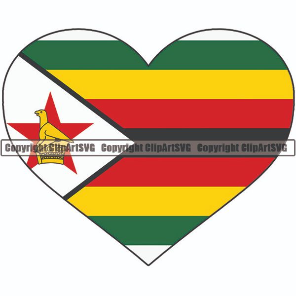 Country Flag Heart Zimbabwe ClipArt SVG