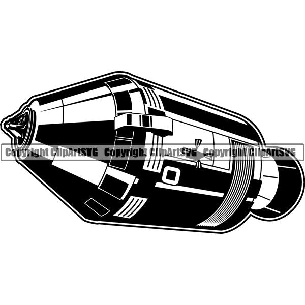Astronaut Outer Space Shuttle Sci-Fi Science Fiction Apollo Command Service Module ClipArt SVG