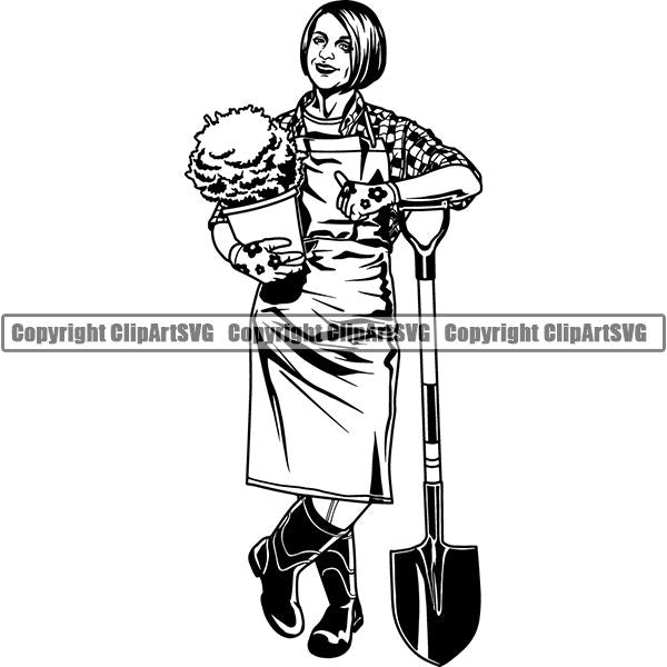 Hobby Gardening Gardner Female ClipArt SVG