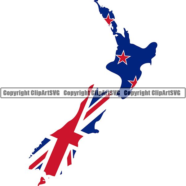Country Flag Map New Zeland ClipArt SVG