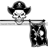 Pirate Sea Gangster Warrior Hat Patch Flag Skull ClipArt SVG