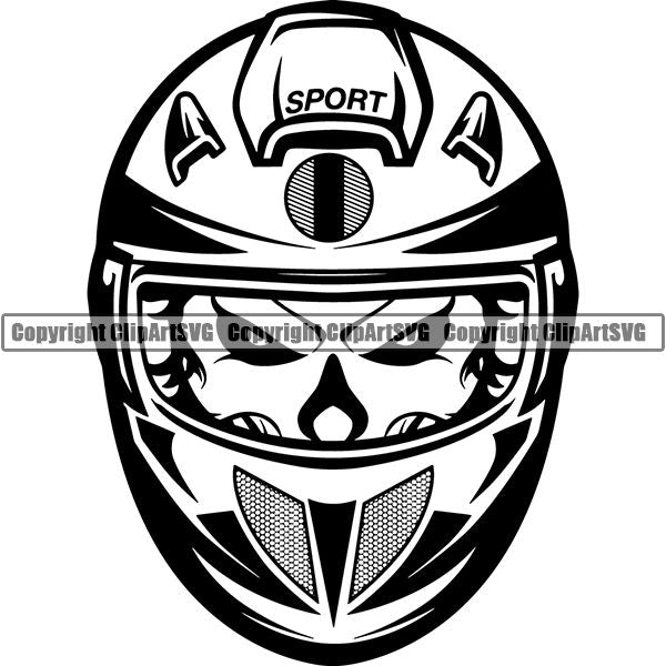 Motorcycle Sports Racing Helmet Skull ClipArt SVG