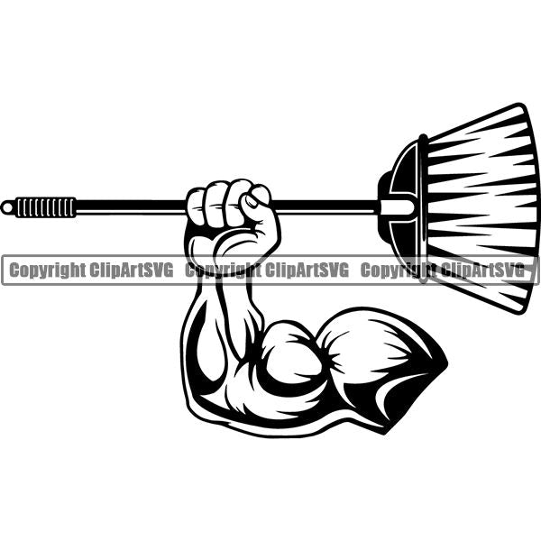 Maid Cleaning Service Housekeeping Housekeeper Broom ClipArt SVG