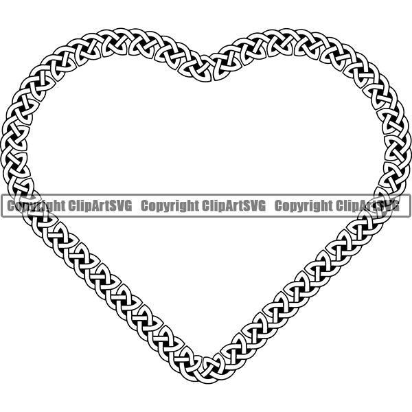 Viking Celtic Frame Border Design Element Heart ClipArt SVG