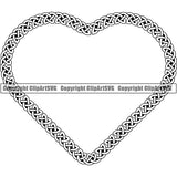 Viking Celtic Frame Border Design Element Heart ClipArt SVG