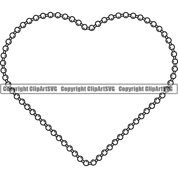Military Weapon Soldier Dog Tag Chain White Heart ClipArt SVG