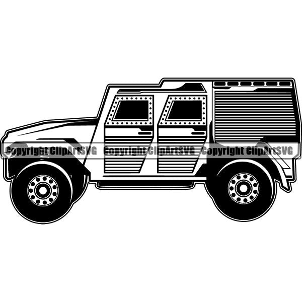 Military Weapon Vehicle Armored SUV ClipArt SVG