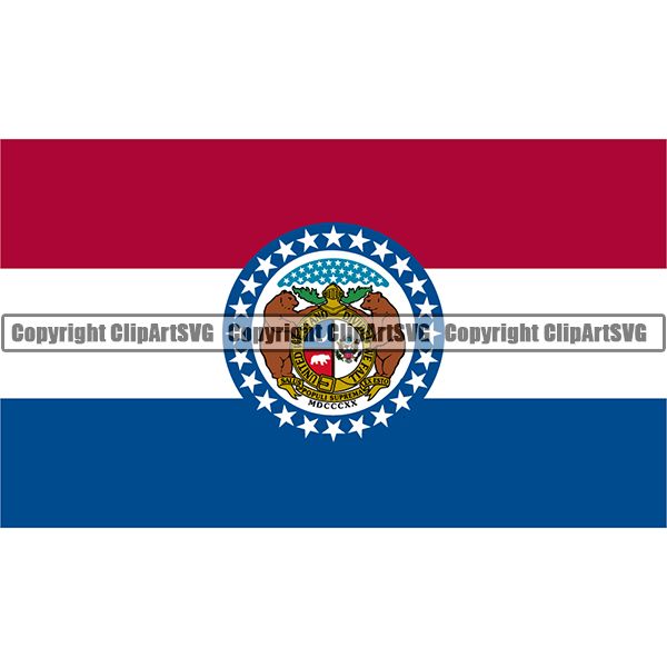 State Flag Square Missouri ClipArt SVG
