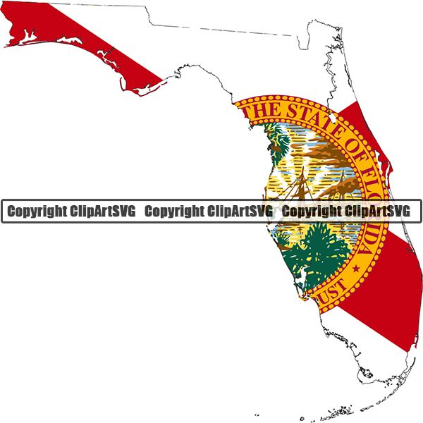State Flag Map Florida ClipArt SVG
