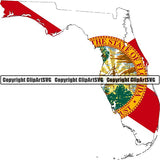 State Flag Map Florida ClipArt SVG