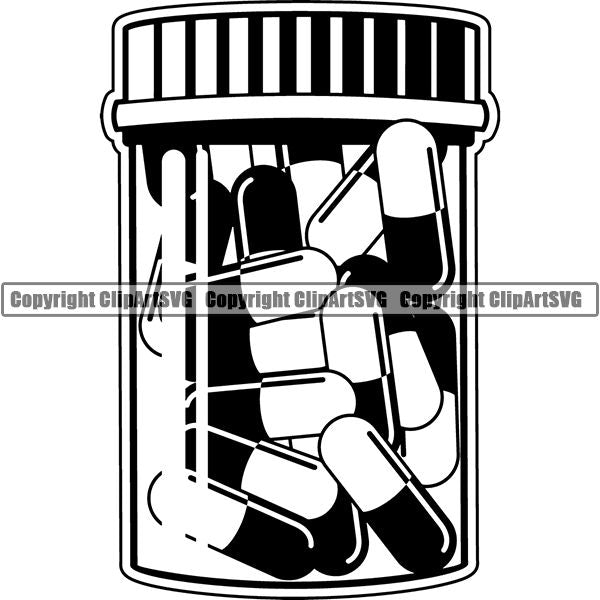 Medical Doctor Nurse Hospital Pills Container Bottle ClipArt SVG