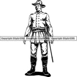 Military Weapon Soldier Confederate Officer ClipArt SVG
