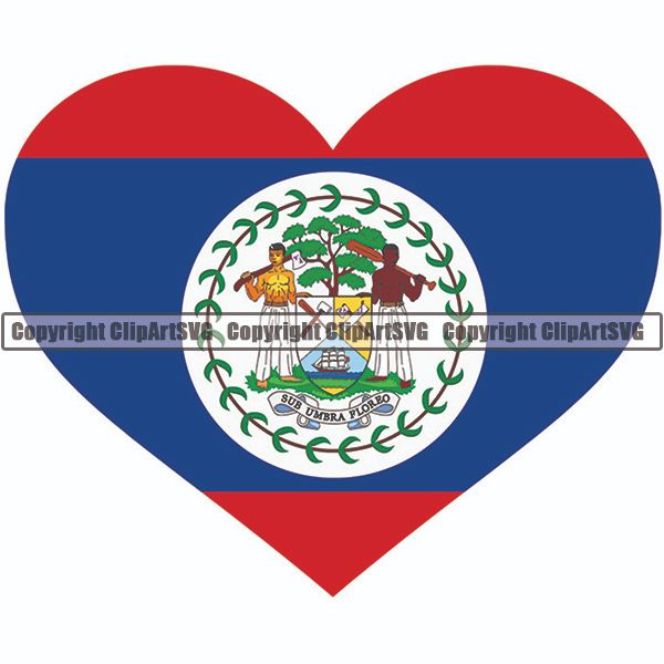 Country Flag Heart Belize ClipArt SVG