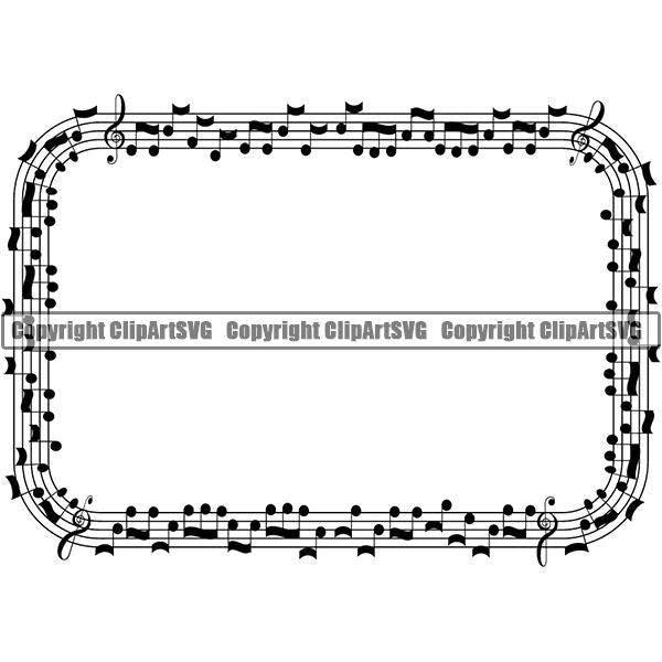 Music Design Element Frame Border Notes Lines Rectangle ClipArt SVG