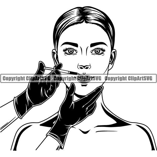 Medical Doctor Nurse Hospital Plastic Surgery Lip Injections ClipArt SVG