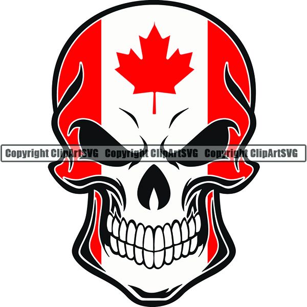 Country Flag Skull Canada ClipArt SVG