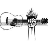 Music Musical Instrument Guitar Acoustic 6mm4d fire ClipArt SVG