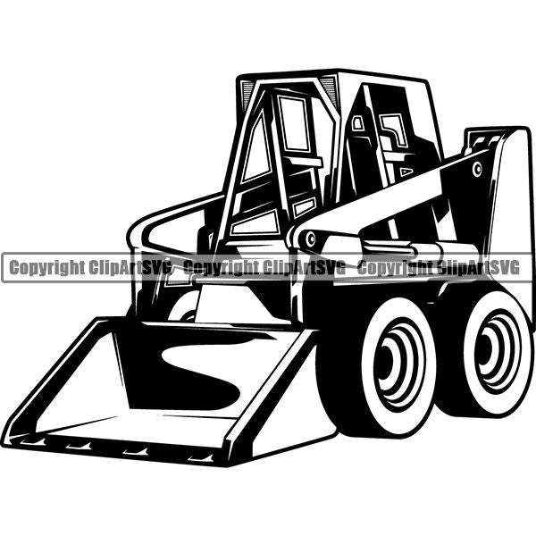 Construction Building Repair Service Skid Steer Loader ClipArt SVG