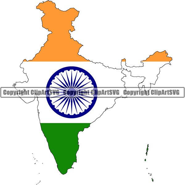Country Flag Map India ClipArt SVG