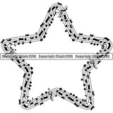 Music Design Element Frame Border Notes Lines Star ClipArt SVG