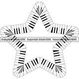 Music Design Element Frame Border Piano Keys Out Star ClipArt SVG