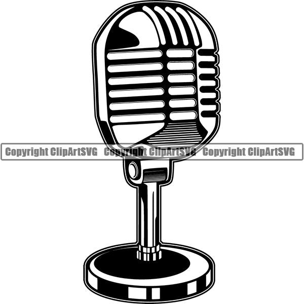 Microphone Mic Audio Music Record Broadcast Podcast Webinar Equipment ClipArt SVG