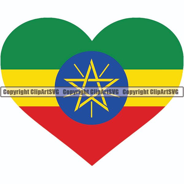 Country Flag Heart Ethiopia ClipArt SVG