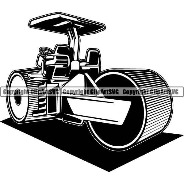 Construction Building Repair Service Steam Roller Compactor ClipArt SVG