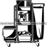 Maid Cleaning Service Housekeeping Housekeeper Cleaning Supply Cart ClipArt SVG