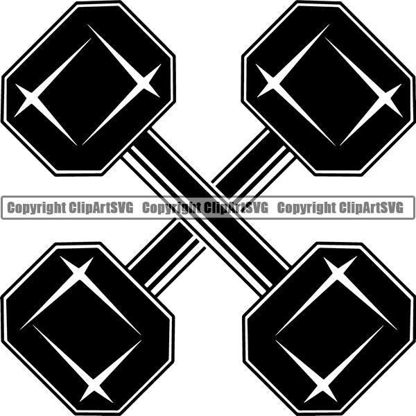 Gym Sports Bodybuilding Fitness Muscle Dumbell ClipArt SVG