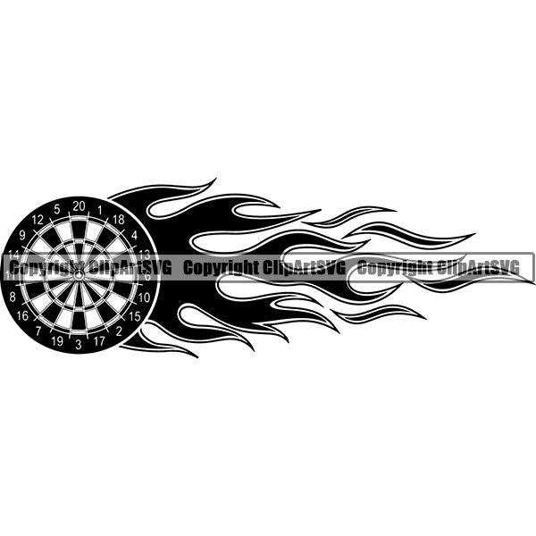 Sports Game Darts Fire ClipArt SVG