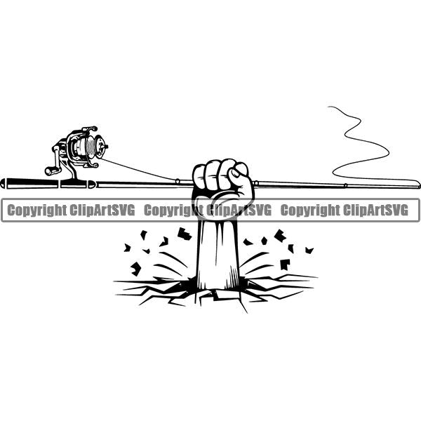 Sports Game Fishing Hunting Fish Hunt Rod ClipArt SVG