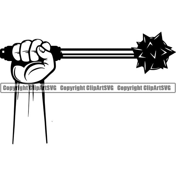 Viking Warrior Ball Mace ClipArt SVG