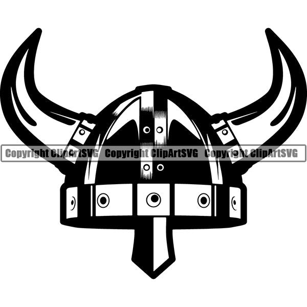 Viking Warrior Helmet Horns ClipArt SVG