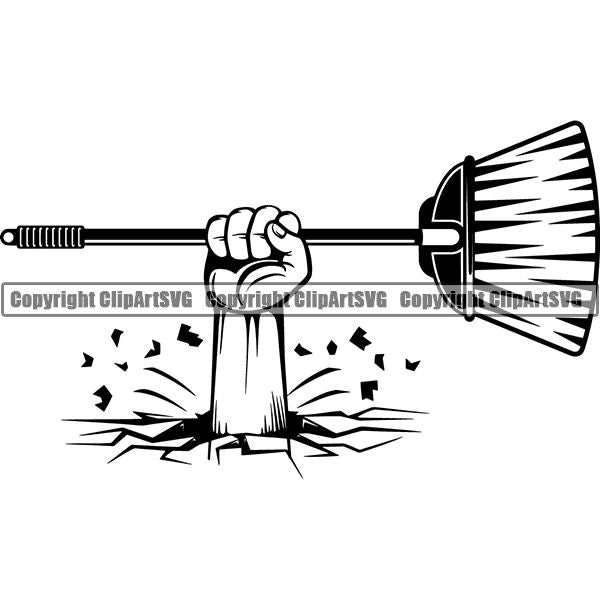 Maid Cleaning Service Housekeeping Housekeeper Broom ClipArt SVG