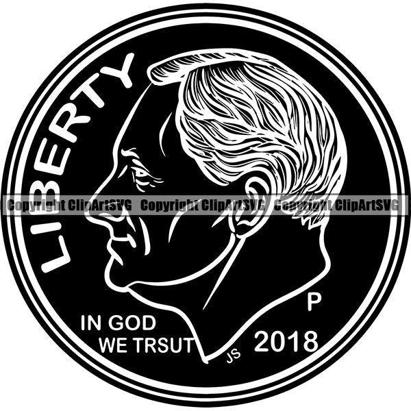 Money Coin Collecting 10 Cent Silver Dime Color Design Element Cash Stack Knot Roll Rubber band Bundle Brick Spread Business Bank Finance Rich Wealthy Wealth Advertising Vector Clipart SVG