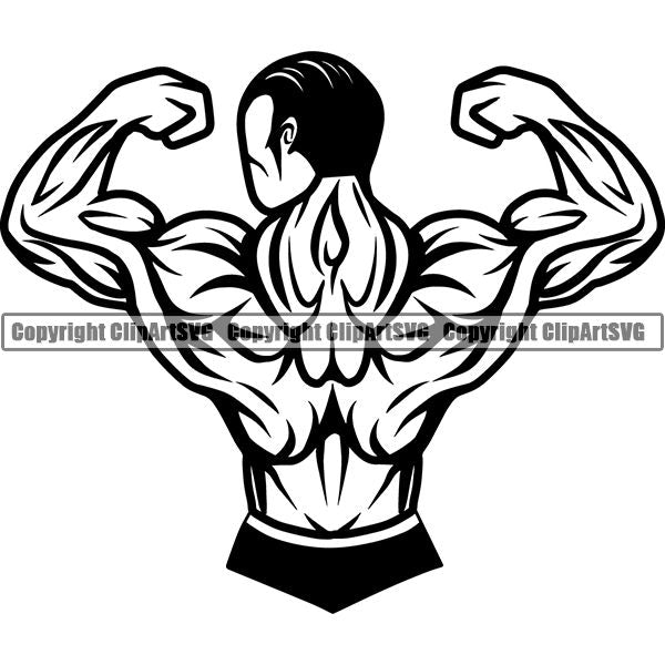 Gym Sports Bodybuilding Fitness Muscle Bodybuilder ClipArt SVG