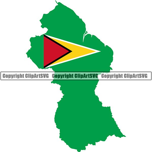 Country Flag Map Guyana ClipArt SVG