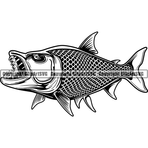 Sports Game Fishing Hunting Fish Hunt Fish Tigerfish ClipArt SVG