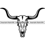 Occupation Cowboy Bull Skull ClipArt SVG