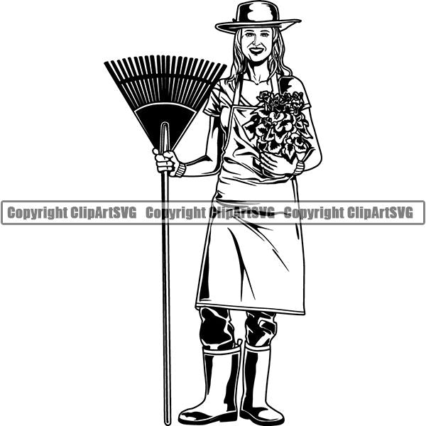 Hobby Gardening Gardner Female ClipArt SVG