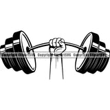 Gym Sports Bodybuilding Fitness Muscle Barbell Curved ClipArt SVG